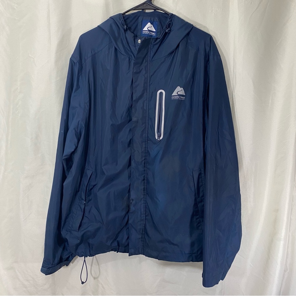 Ozark Trail Blue Raincoat with Hood and Elastic Hem